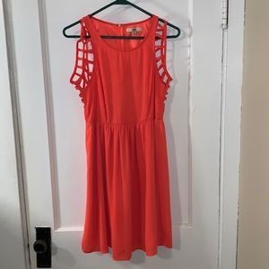 Coral Dress with Cut-Out Detail